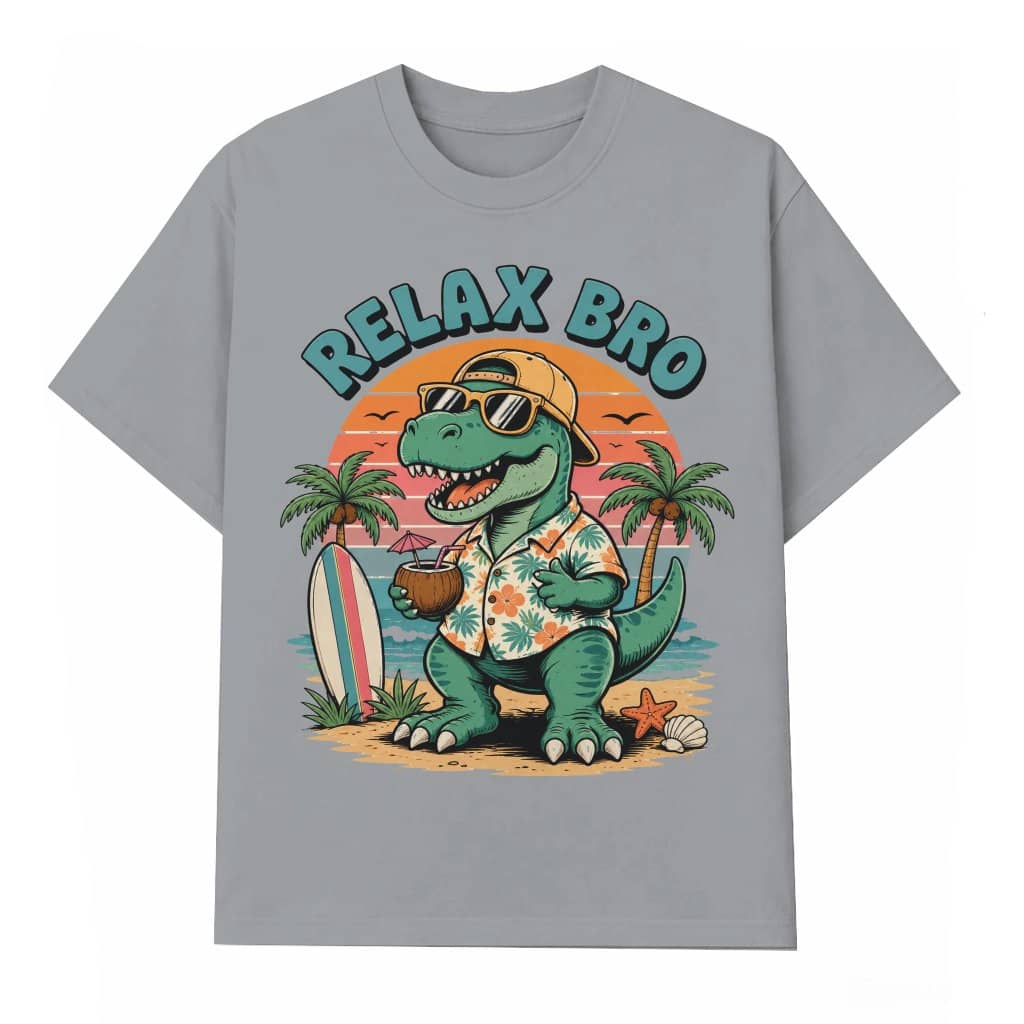 Relax Bro Funny Dinosaur T-shirt| Retro Summer Vibes Gift for Teachers & Students