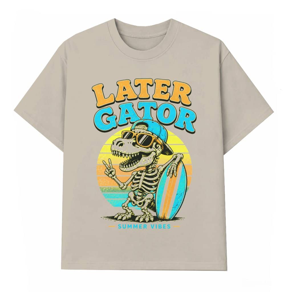 Retro Sunset Vibes Later Gator T-shirt| Funny Summer Vibes Gator Gift for Him & Her