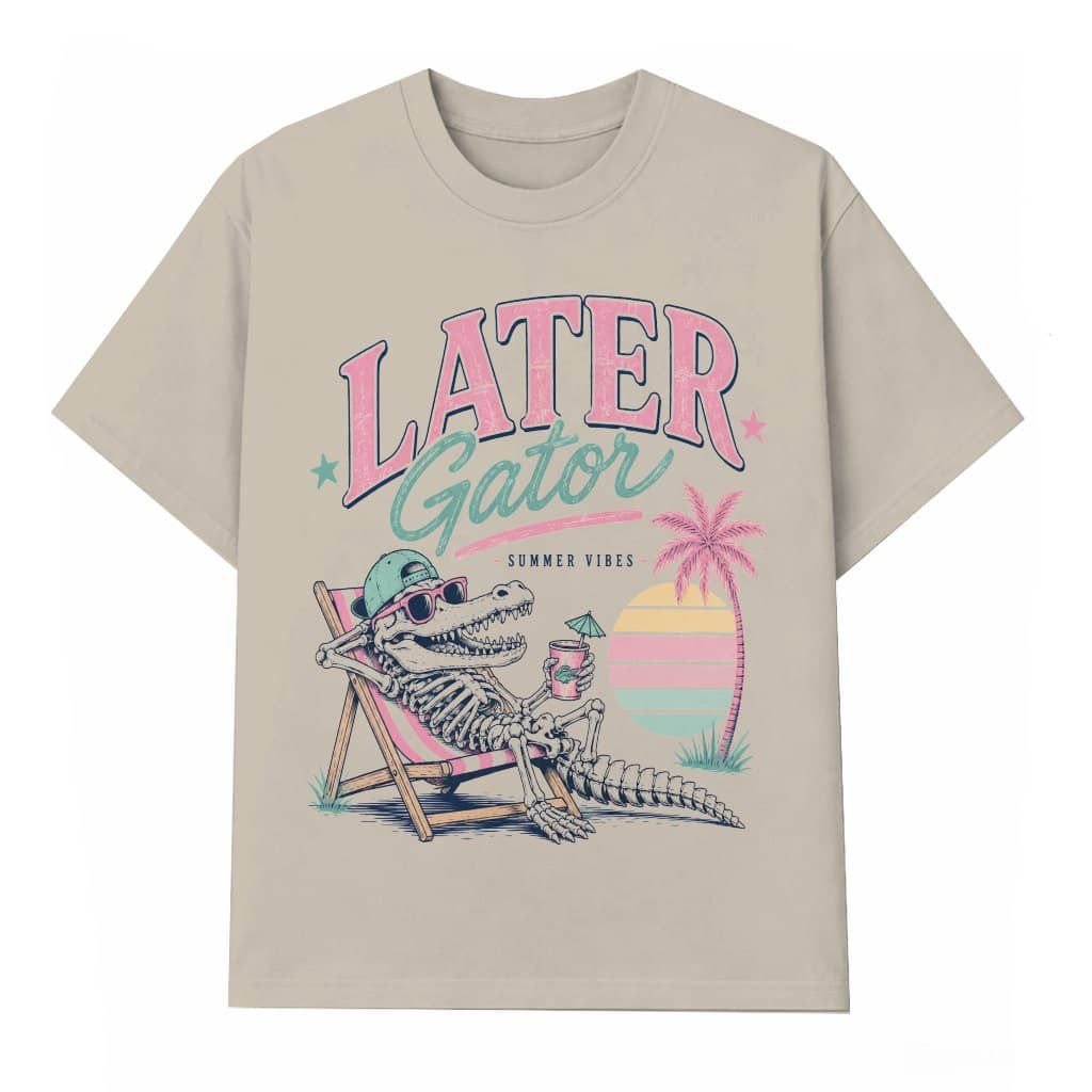 Retro Later Gator T-shirt| Funny Summer Vibes Alligator Teacher Gift for Him & Her