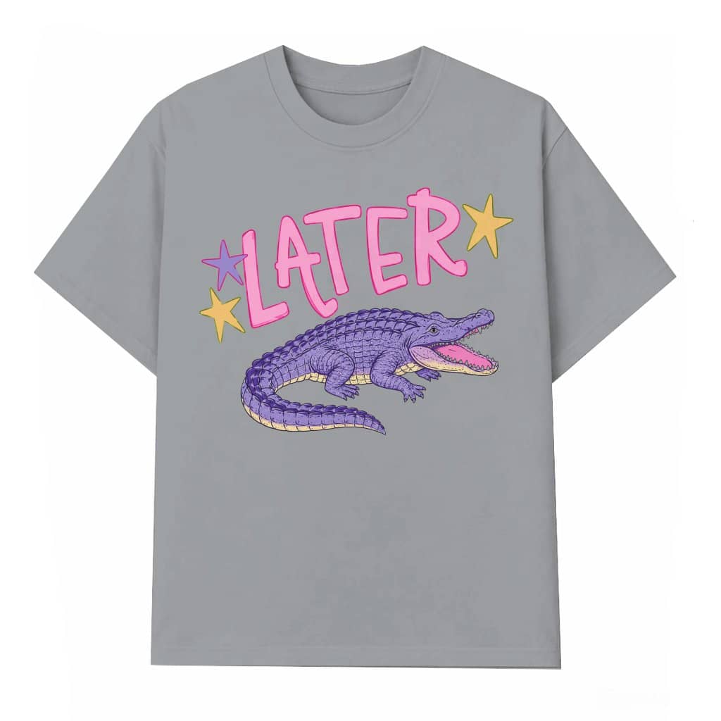 Cute Preppy Later Gator T-shirt| Funny Last Day of School Alligator Teacher Gift for Her
