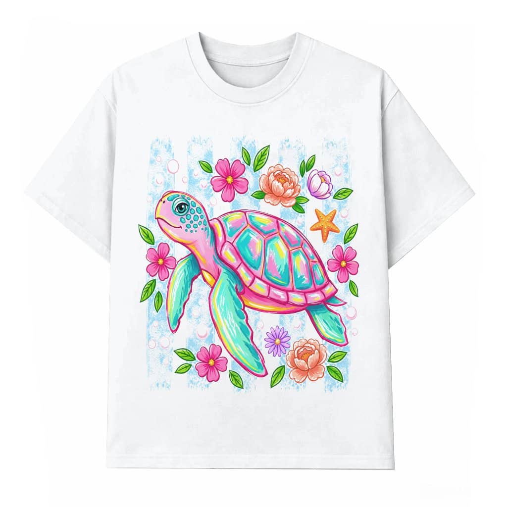 Preppy Sea Turtle T-shirt for women| Tropical Beach Summer Gift for Turtle Lovers