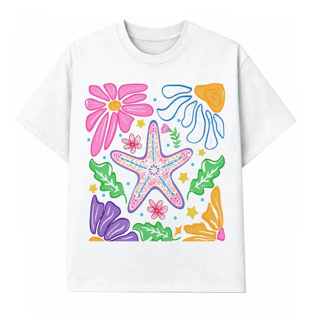 Preppy Boho Starfish T-shirt| Cute Coastal Summer Gift for women