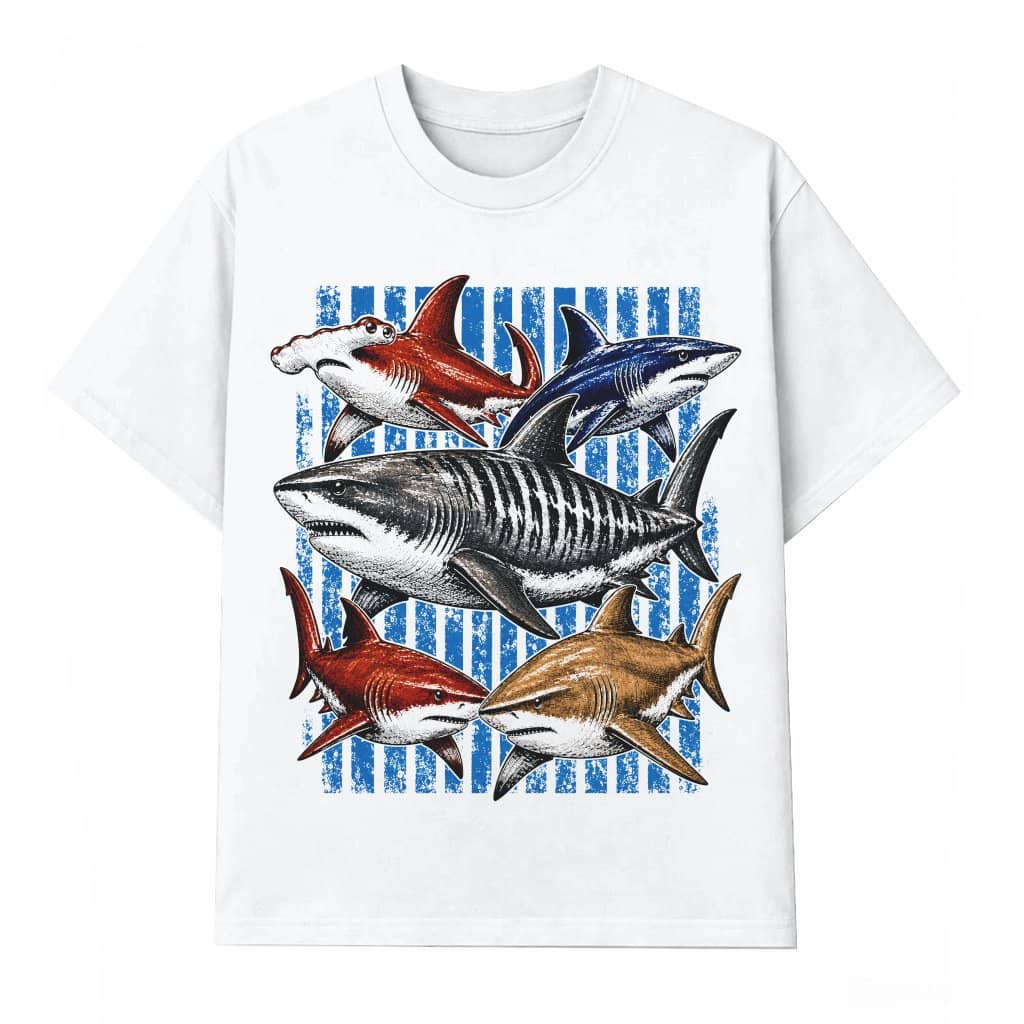 Vintage Aesthetic Tropical Ocean Shark T-shirt| Marine Life Gift for Shark Lovers