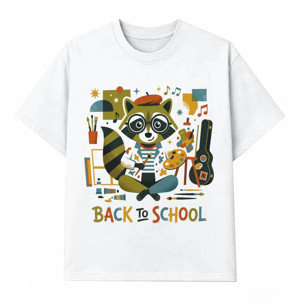 Back To School with Artist Raccoon T-shirt| Funny Art Teacher Gift for Raccoon Lover