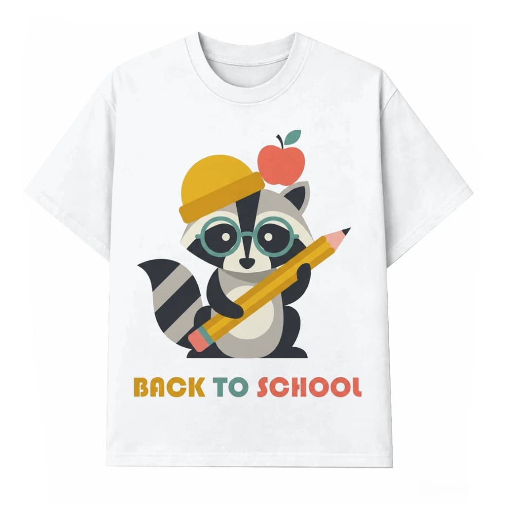 Cute Apple Pencil Raccoon Student T-shirt| Funny Back To School Gift for Raccoon Lover