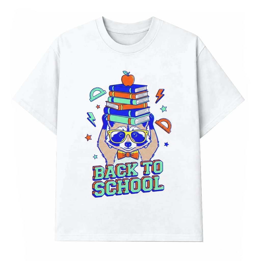 Cute Back To School Raccoon T-shirt| Funny Raccoon Student Gift for National Book Lovers Day
