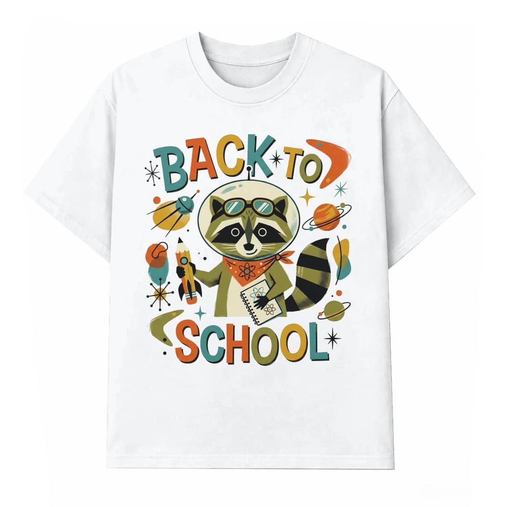 Back To School Astronaut Raccoon T-shirt| Cute Space Science Student Gift for First Day of School