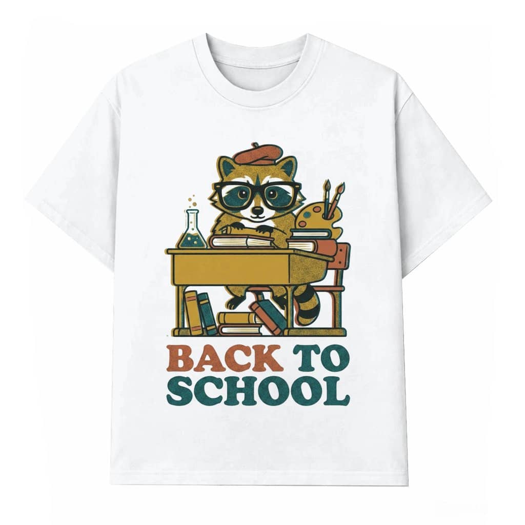 Cute Raccoon Reading Books Back To School T-shirt| Ideal Gift for National Book Lovers Day
