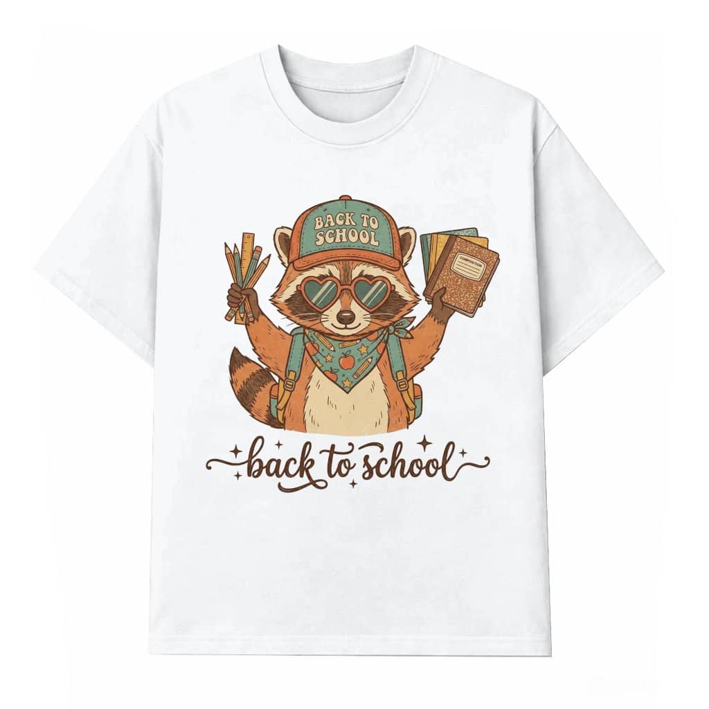 Cute Backpack Raccoon Back To School T-shirt| First Day of School Student Gift for Him & Her