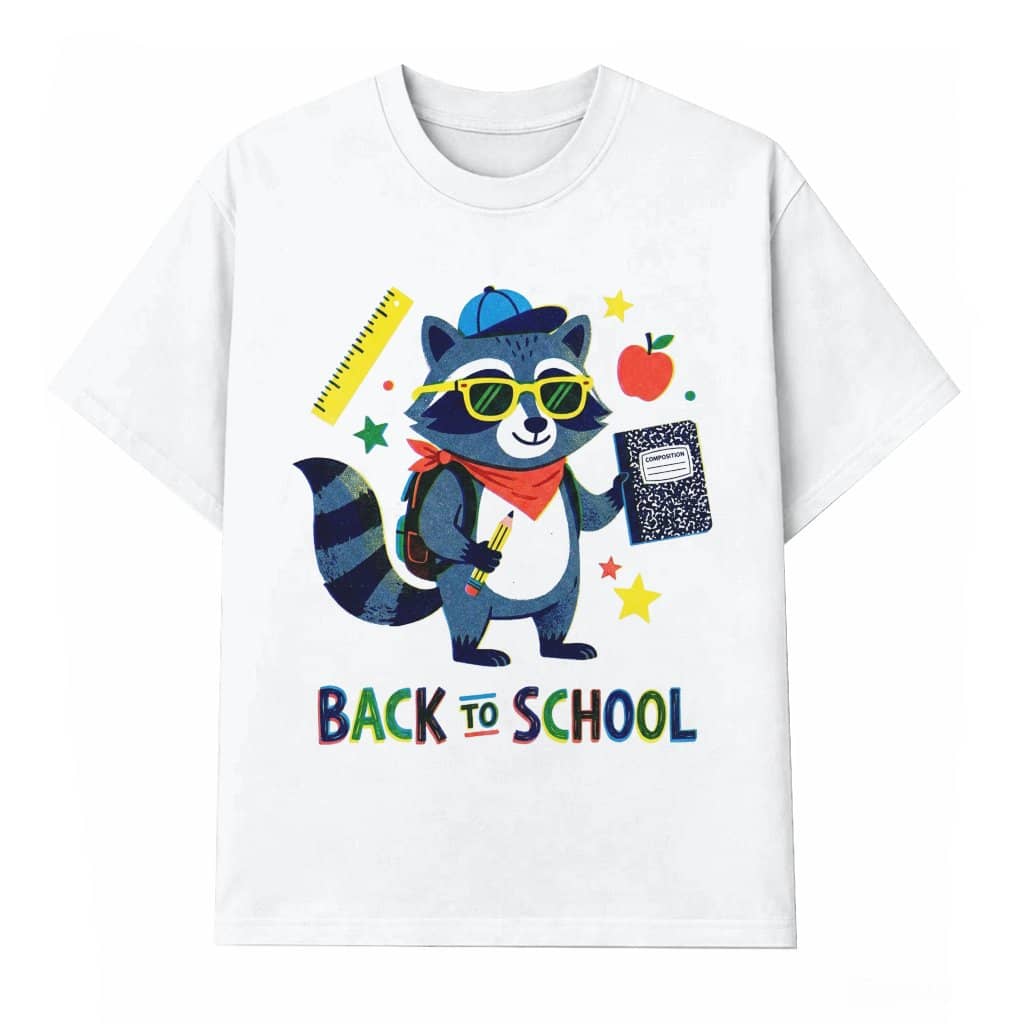 Back To School with Math Raccoon Teacher T-Shirt| Cute First Day of School Gift for Raccoon Lovers