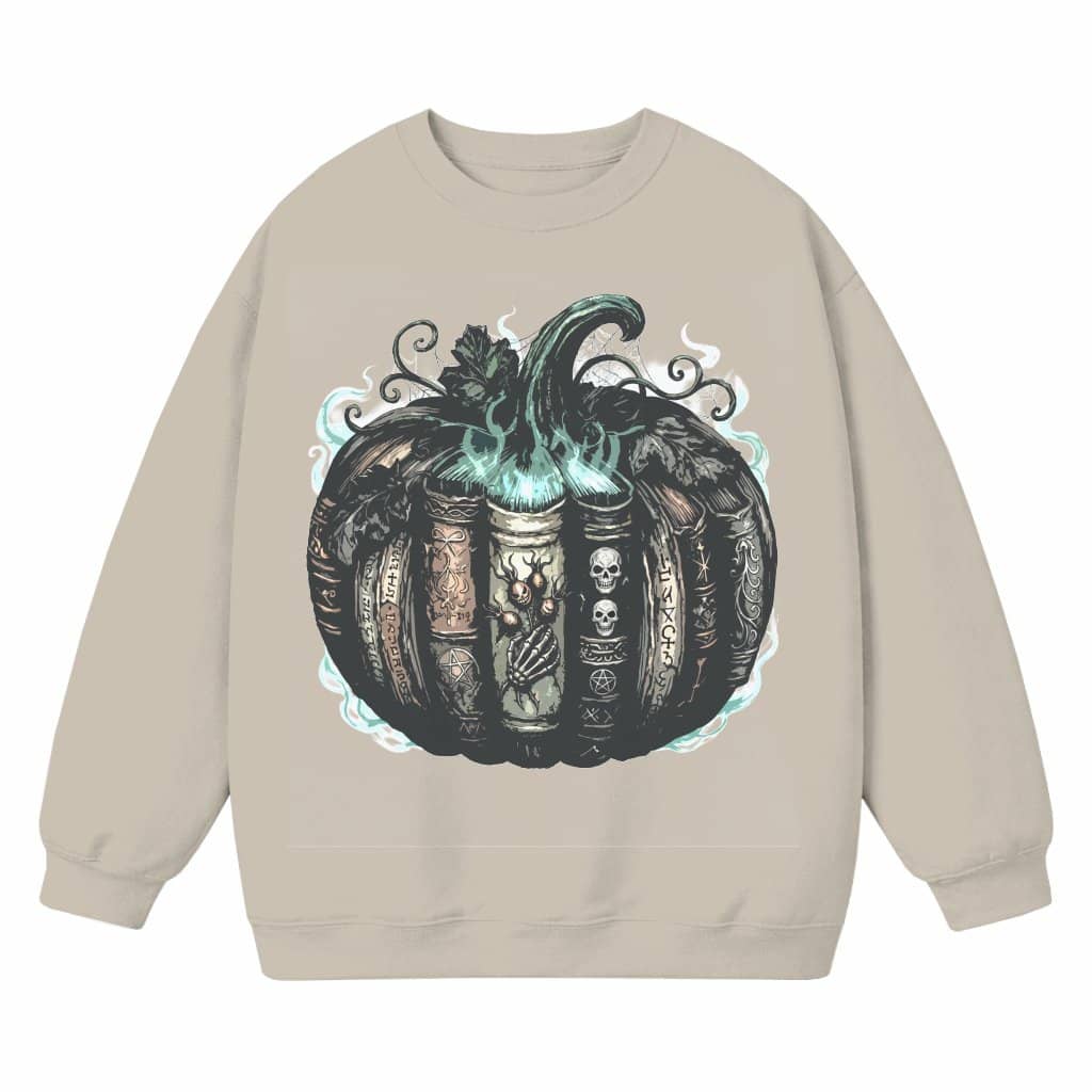 Whimsical Bookish Spooky Halloween Pumpkin Sweatshirt| Spooky Season Gift for Book Lovers