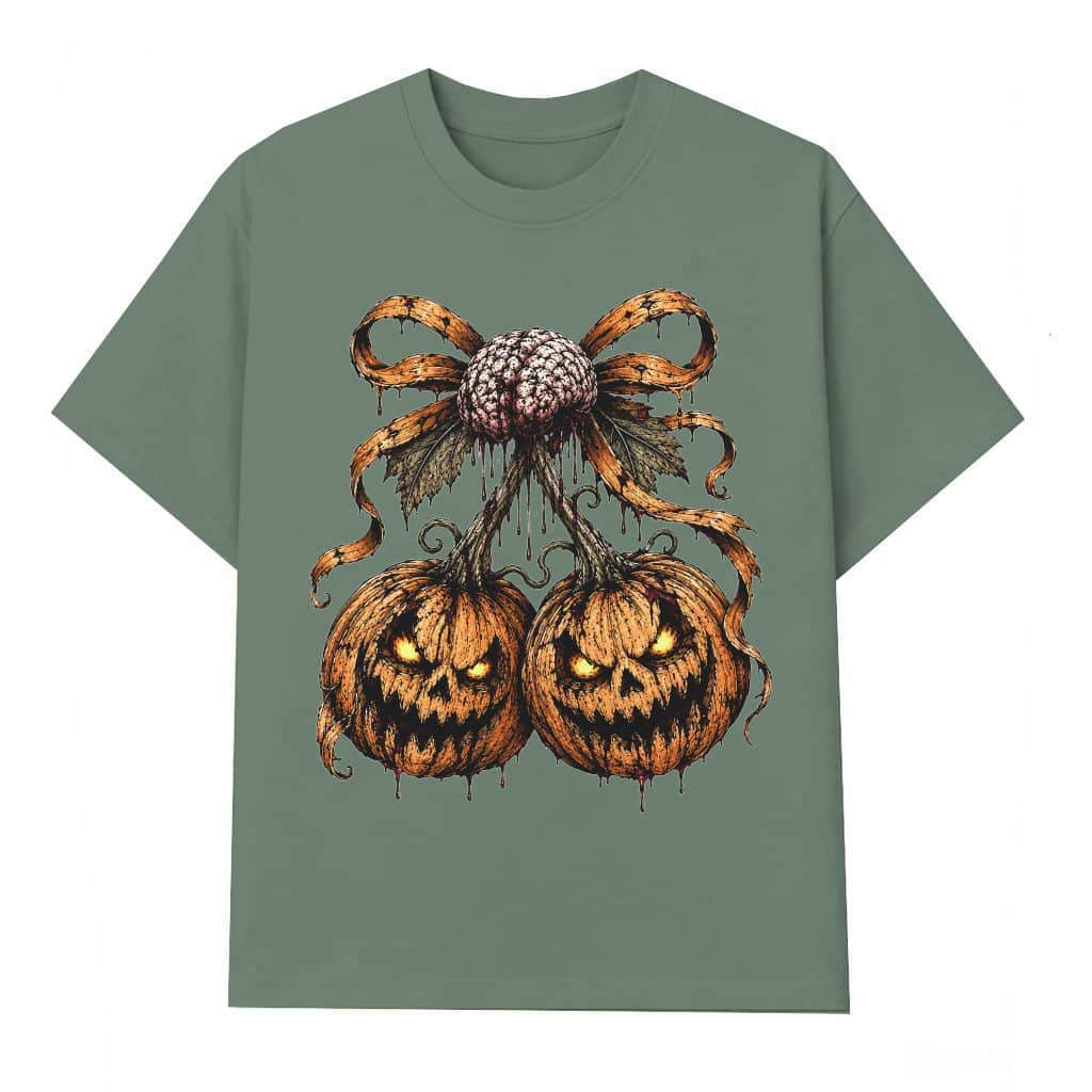 Vintage Scary Pumpkin Cherries Halloween Jackolarnten T-shirt| Spooky Halloween Gift for Her