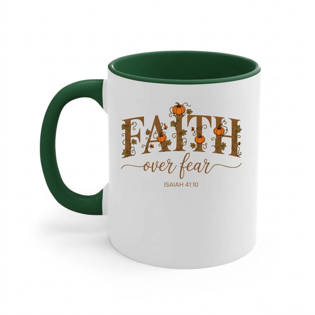 Faith Over Fear Pumpkin Patch Accent Mug| Cute Fall Christian Gift for Her