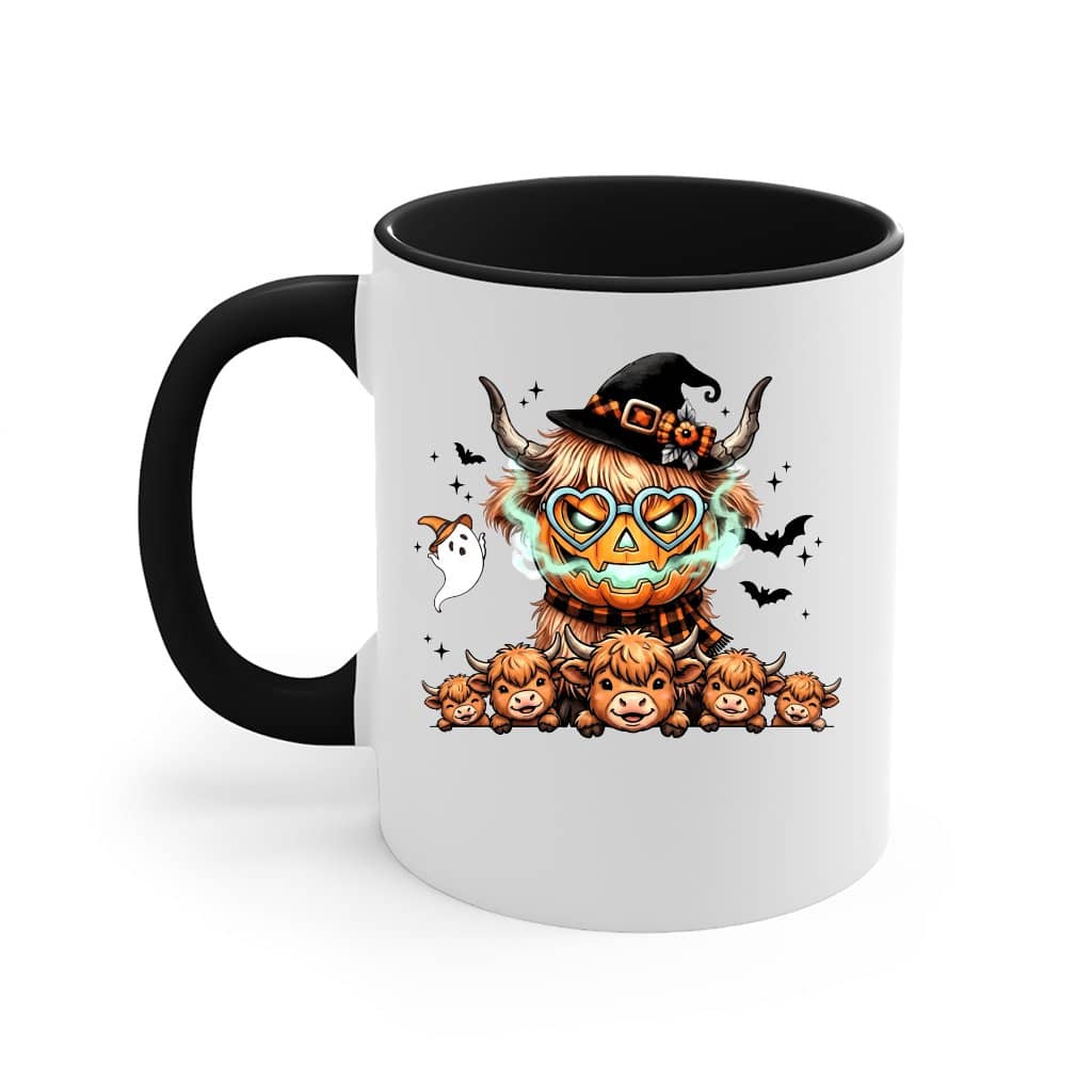 Spooky Halloween Highland Cow Witch Accent Mug| Spooky Season Gift for Cow Lovers