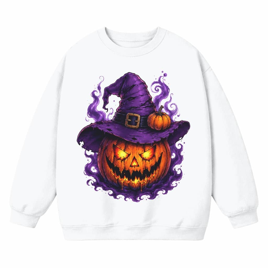 Spooky Witch Hat Jack O Lantern Halloween Sweatshirt| Scary Halloween Season Gift for women