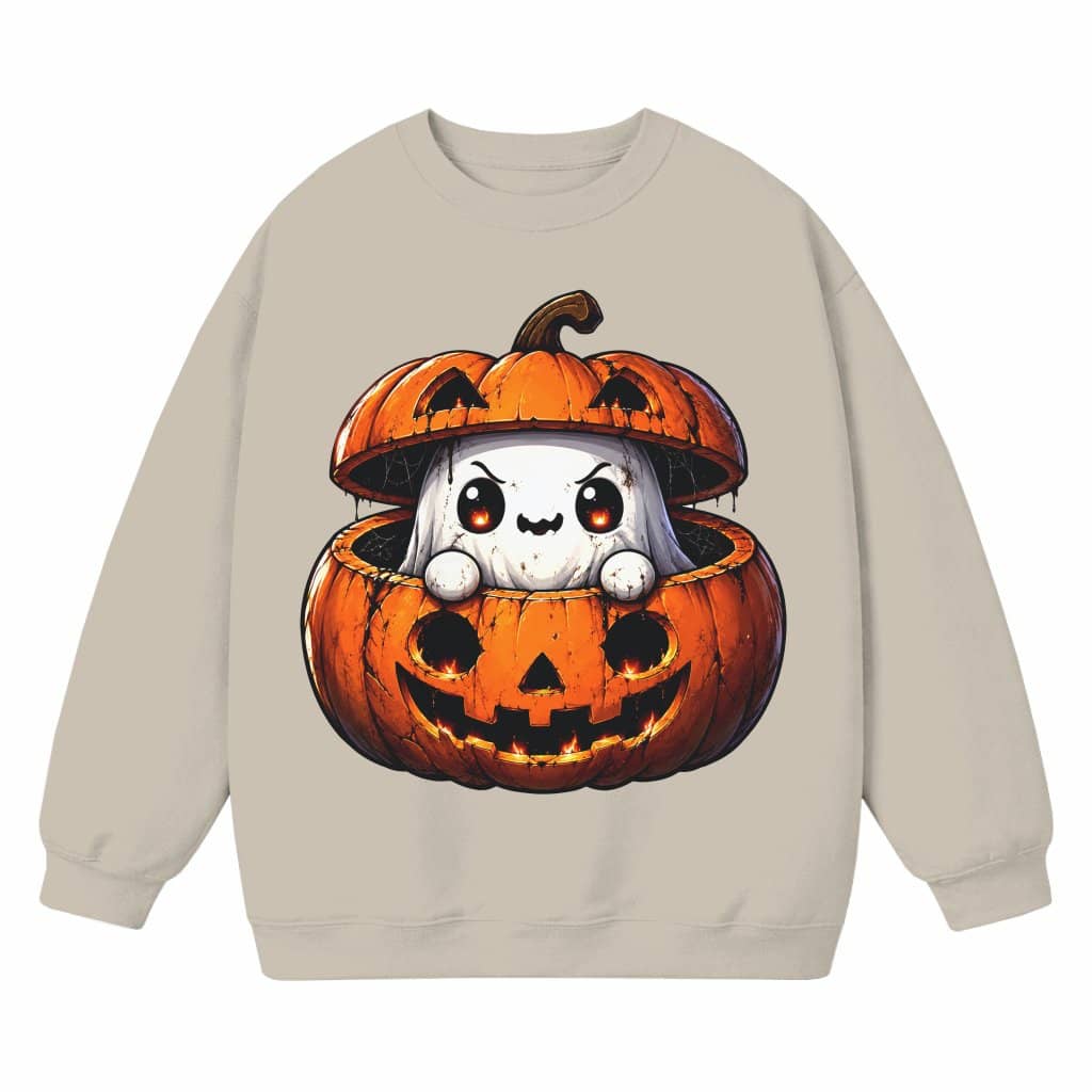 Cute Ghost in Jack O Lantern Halloween Sweatshirt| Spooky Fall Pumpkin Costume Gift for Her