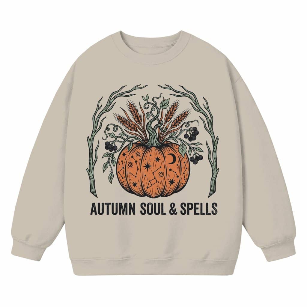 Autumn Soul & Spells Mystic Fall Harvest Pumpkin Sweatshirt for women