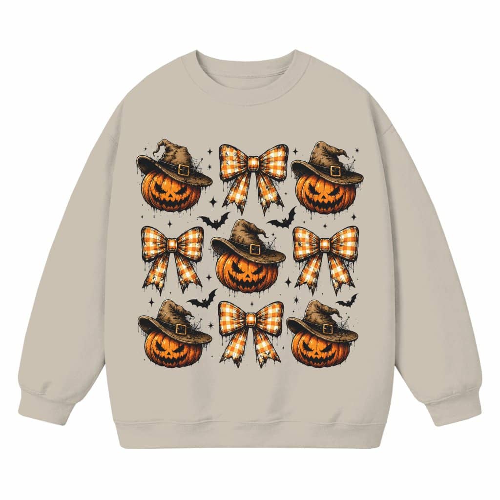 Spooky Witch Hat Pumpkin Bow Sweatshirt| Gothic Halloween Gift for Her