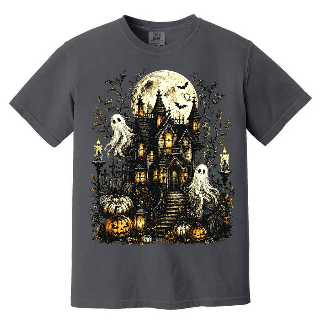 Comfort Colors Vintage Haunted House Halloween Shirt| Spooky Ghost Halloween Gift for men & women