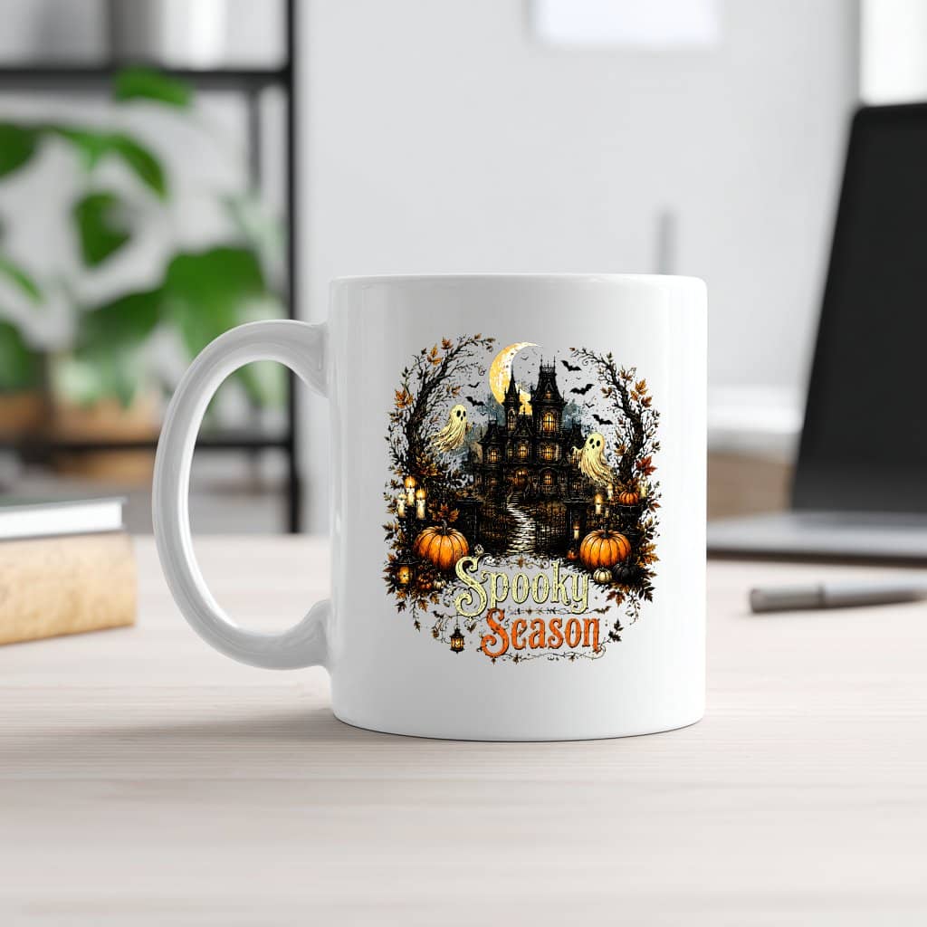 Vintage Spooky Season Coffee Mug| Haunted House Halloween Gift for women