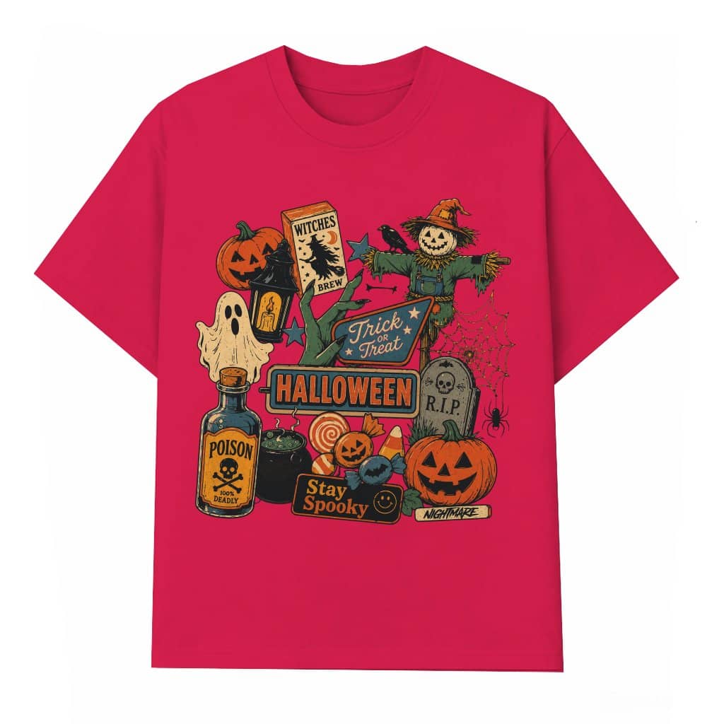 Vintage Pumpkin Ghost Scarecrow Halloween T-Shirt| Spooky Halloween Gift for men women