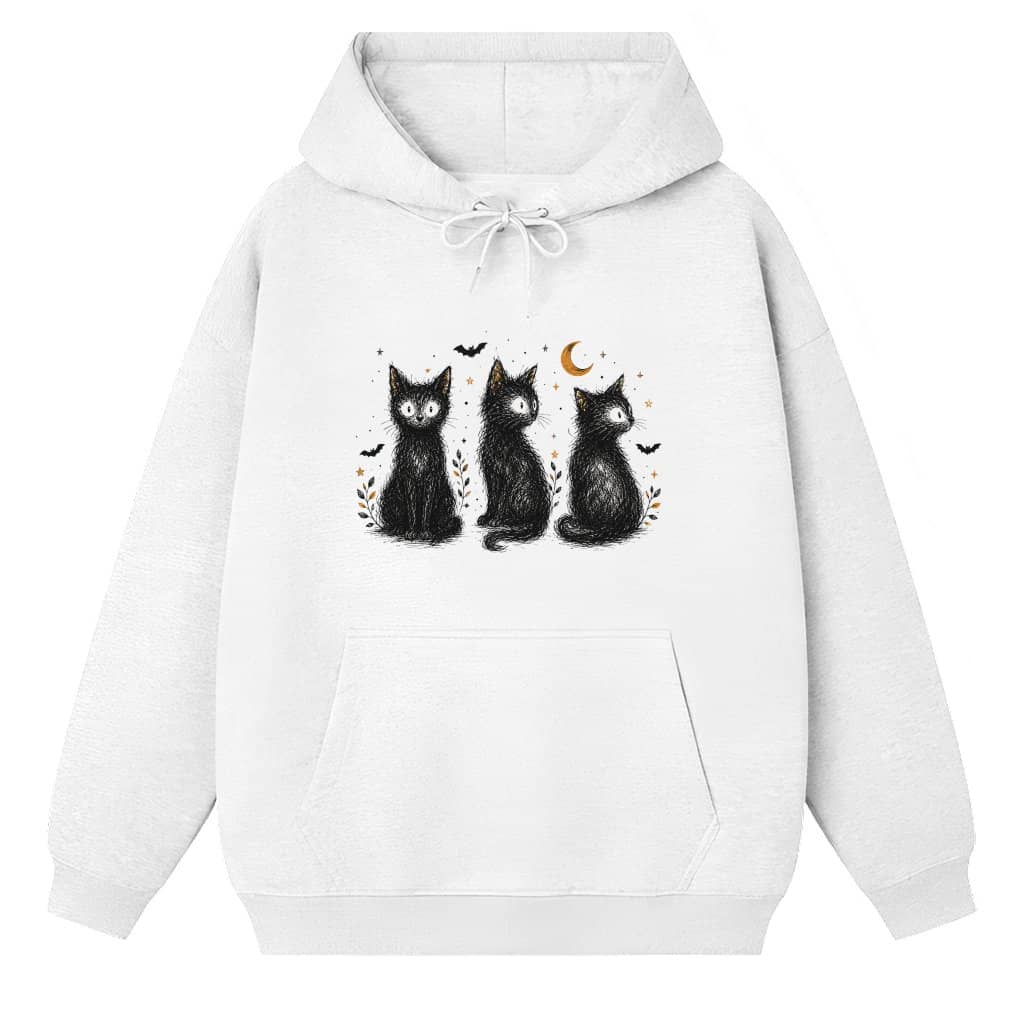 Vintage Witchy Black Cat Halloween Hoodie| Spooky Season Gift for Cat Lover