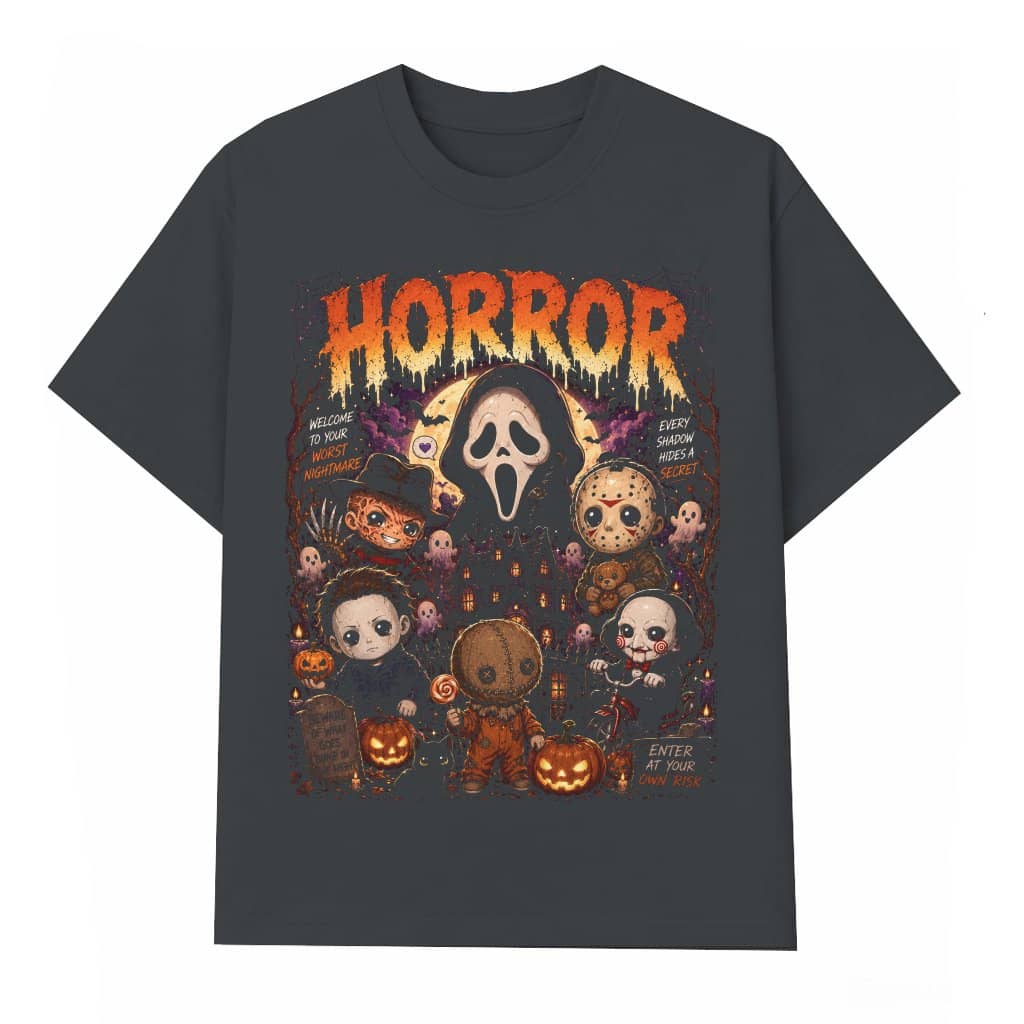 Horror Characters Halloween T-shirt |Cute Spooky Horror Fan Gift for Him & Her