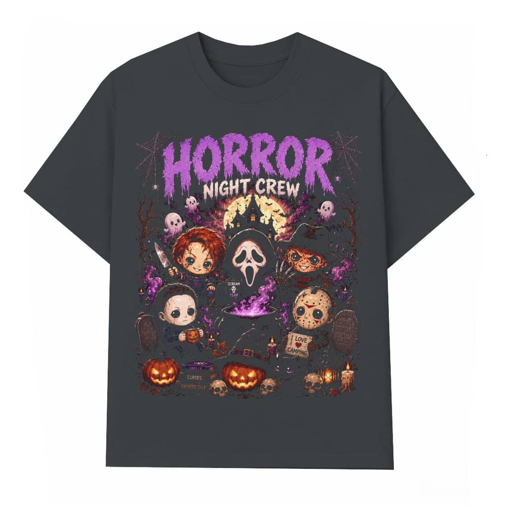 Horror Night Crew Halloween T-shirt | Spooky Horror Movie Fan Gift for men & women