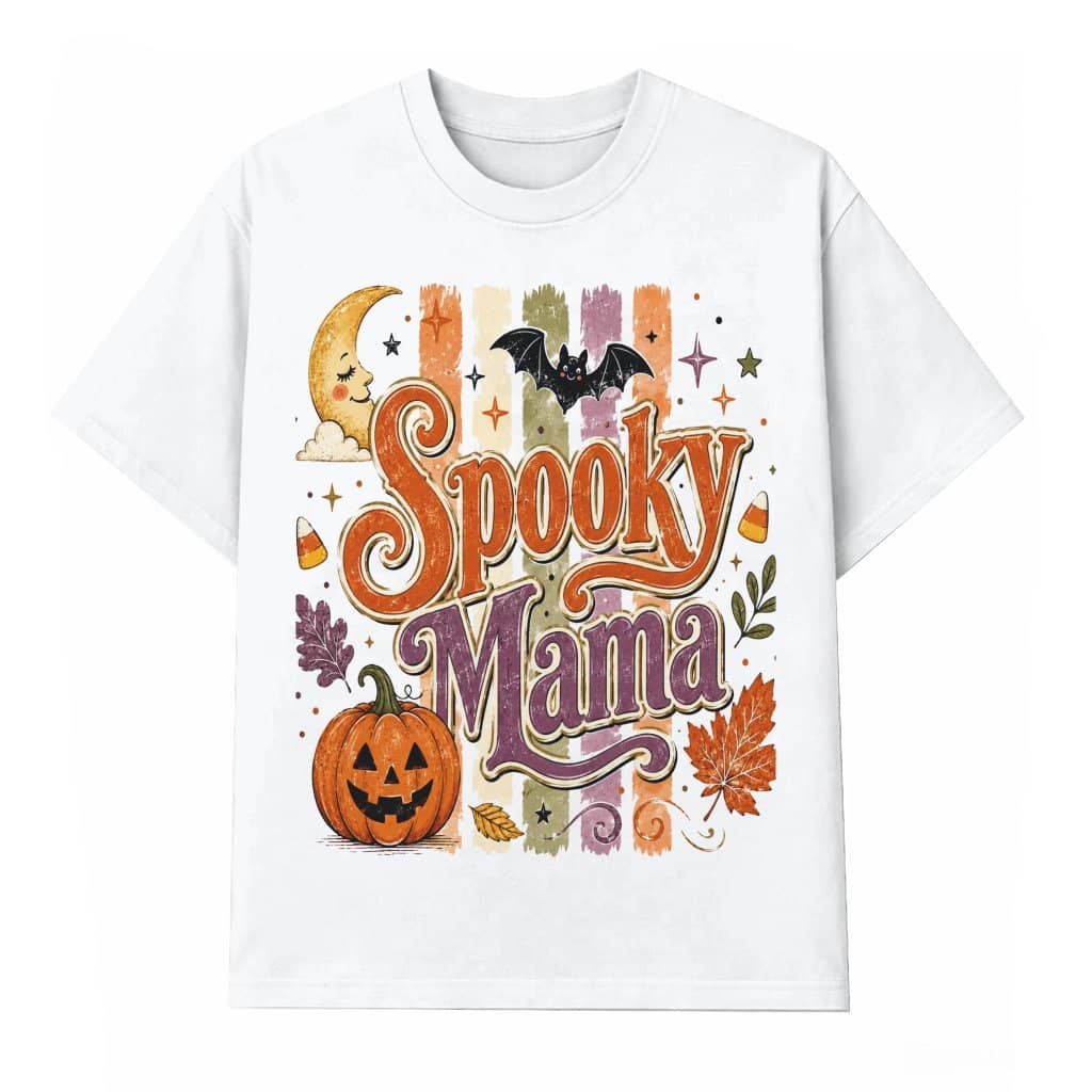 Preppy Spooky Mama Halloween T-shirt for women| Cozy Spooky Vibes Gift for Halloween
