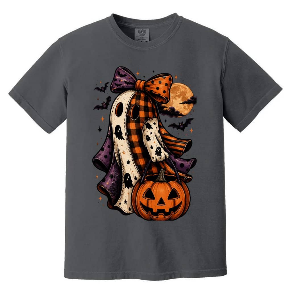 Comfort Colors Halloween Boo Shirt for Women| Cute Girly Halloween Ghost Pumpkin Lantern Gift Streetwear