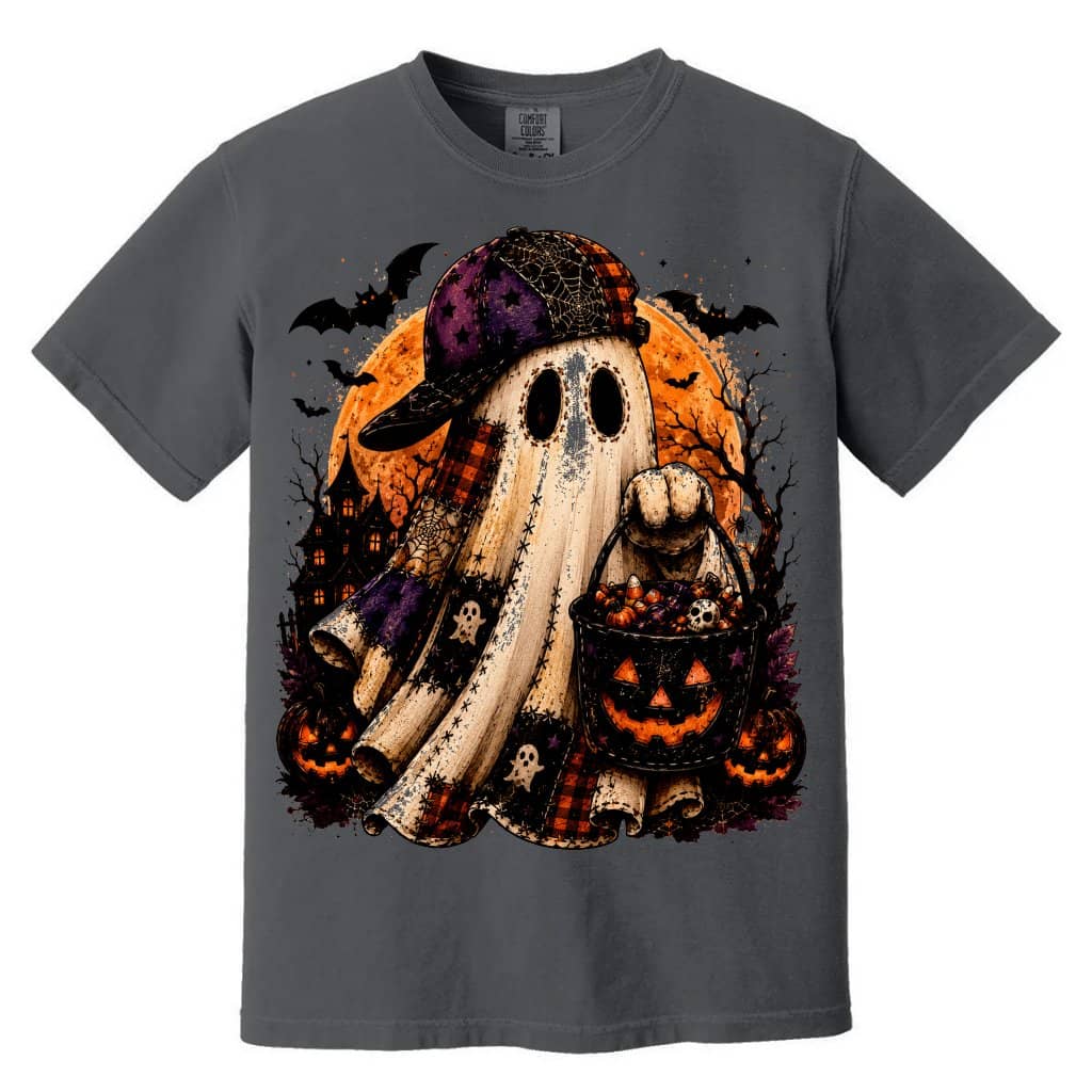Comfort Colors Halloween Boo Shirt for Women| Funny Pumpkin Candy Bucket Halloween Gift Streetwear