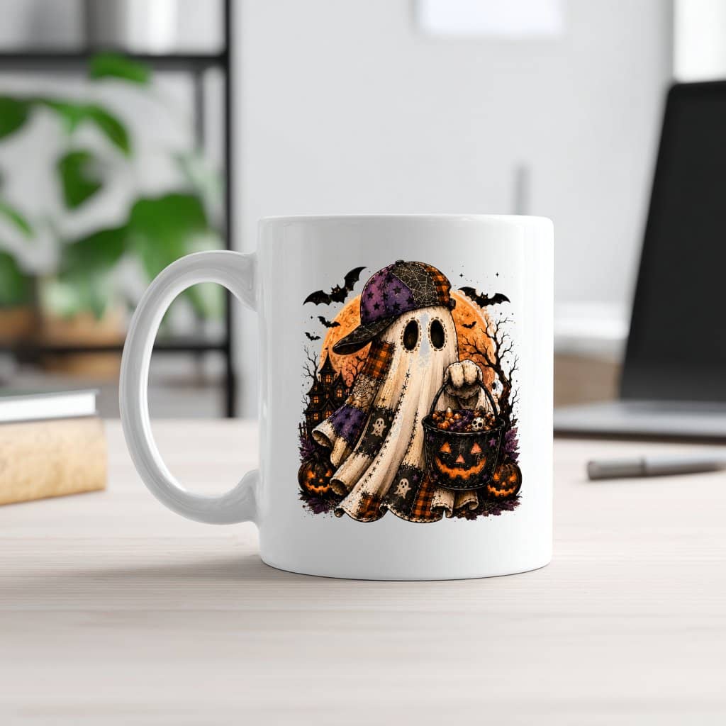 Halloween Boo Coffee Mug | Funny Pumpkin Candy Bucket Halloween Gift for Coffee Cup Lover