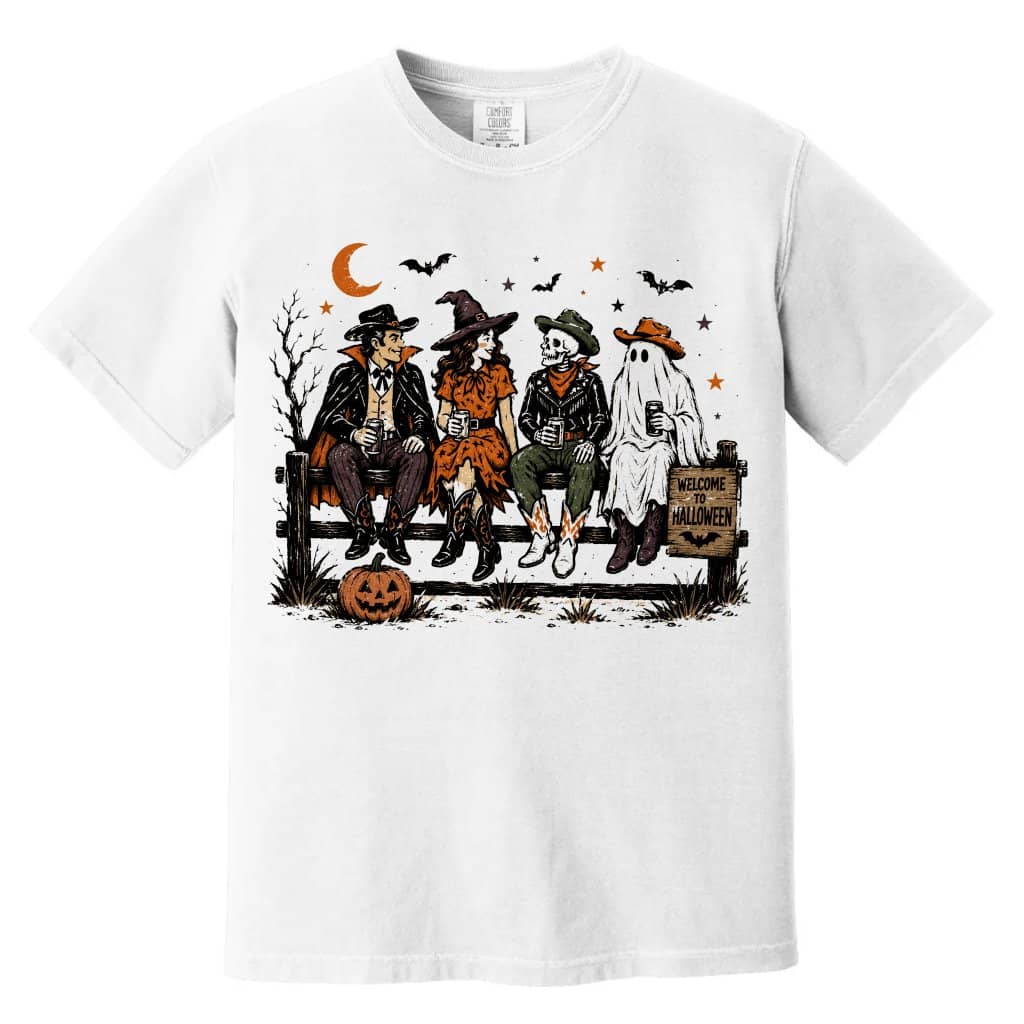 Comfort Colors Spooky Cowboy Friends Western Halloween Shirt | Funny Gift for Halloween Party