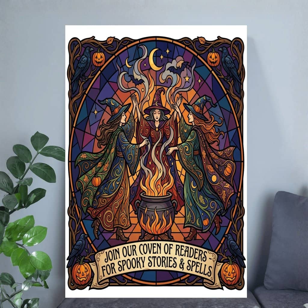 Join Our Coven of Readers Spooky Stories & Spells Halloween Poster| Halloween Witches Wall Art Decor