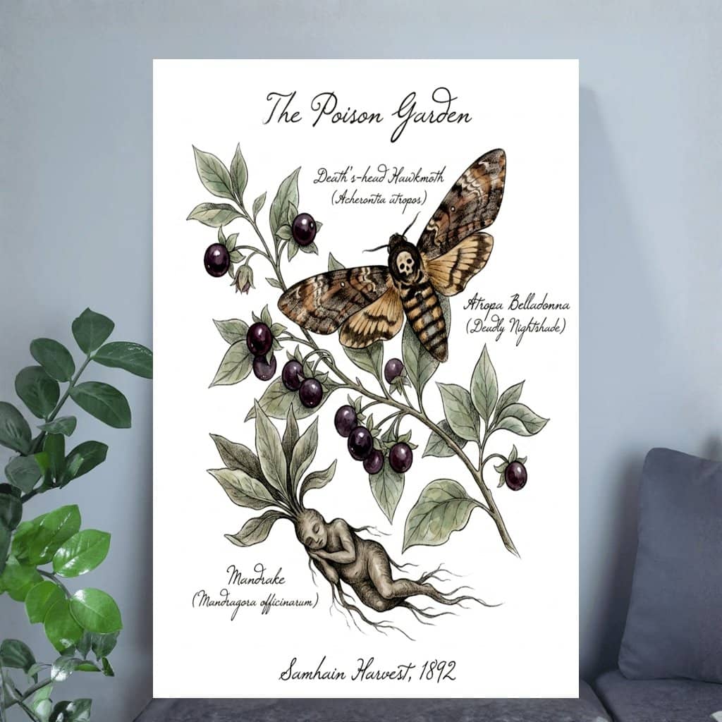 The Poison Garden Poster | Botanical Witch Wall Art Dark Academia Gift for Home Decor