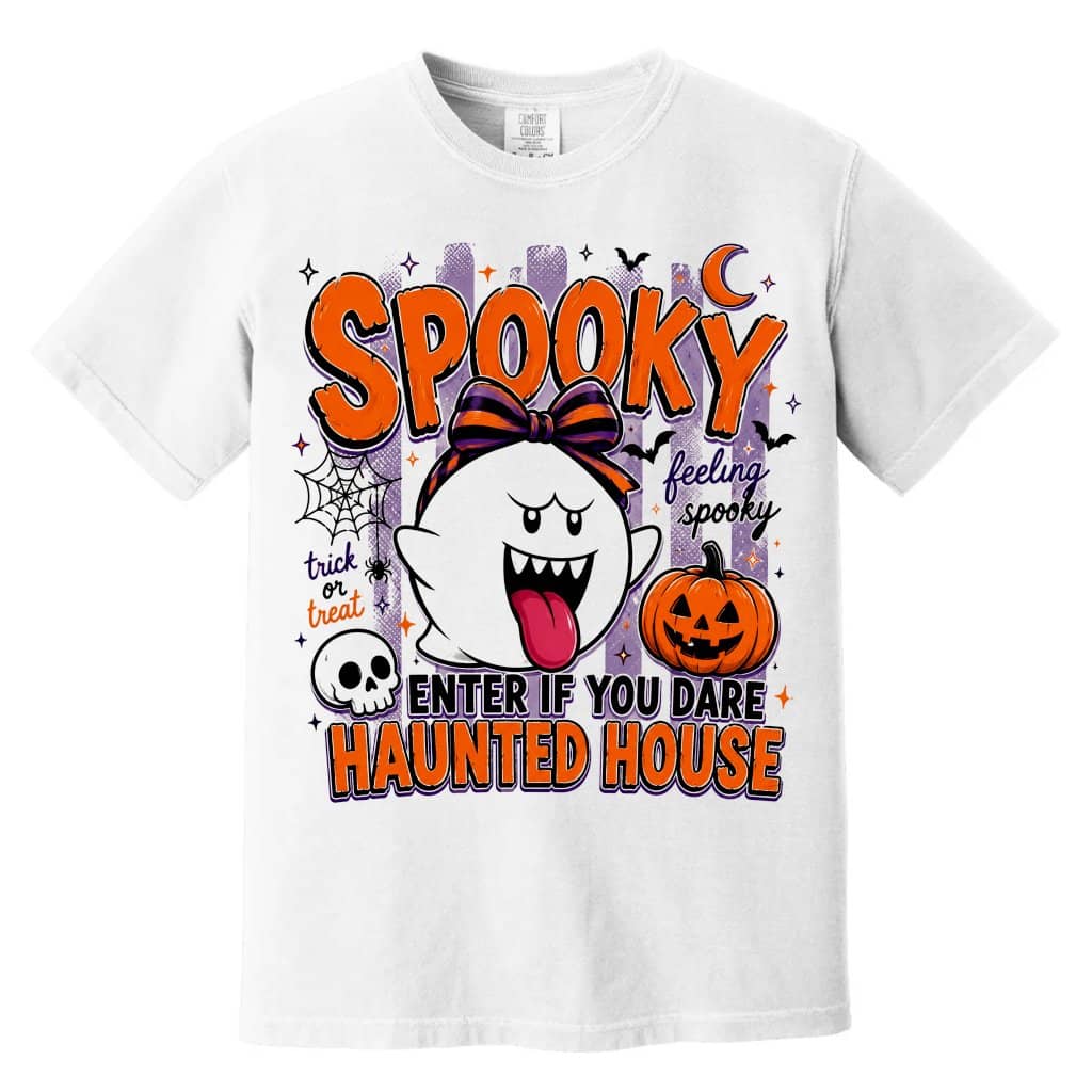 Comfort Colors Cute Spooky Halloween Boo Shirt| Spooky Vibes Gift for women on Halloween Party