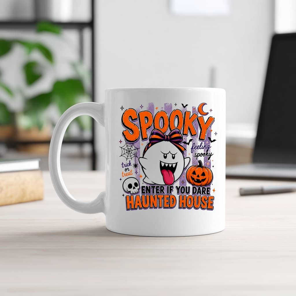 Cute Spooky Halloween Boo Mug| Spooky Vibes Drinkware Gift for women on Halloween Party