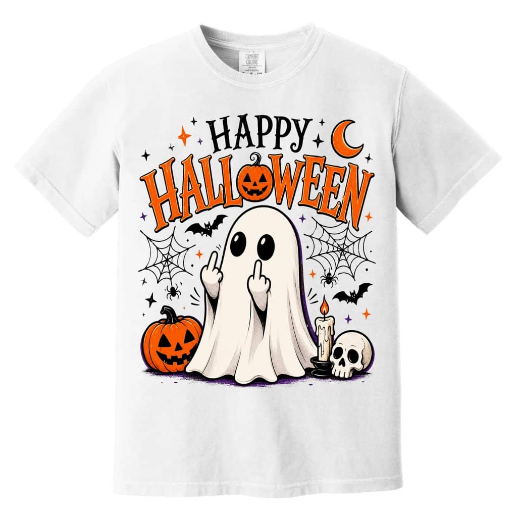 Comfort Colors Happy Halloween Figurine-Spooky Ghost Shirt| Funny Halloween Gift for Him & Her