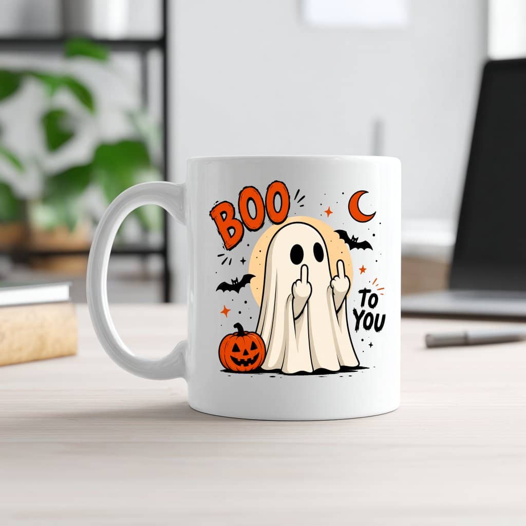 Boo To You Funny Halloween Ghost Coffee Mug| Spooky Halloween Gift for Him & Her