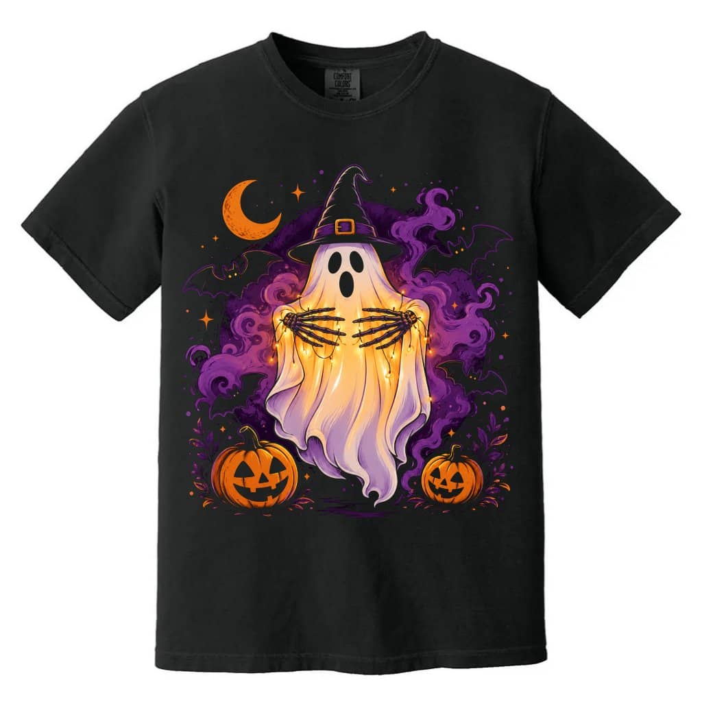 Comfort Colors Skeleton Hands Halloween Witch Ghost Shirt | Funny Halloween Boo Gift for Him & Her