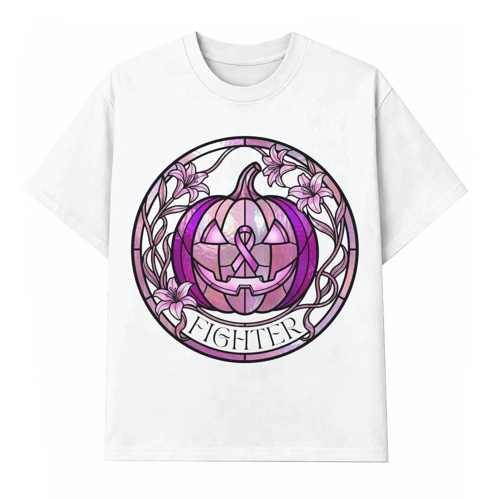 Pink Ribbon Halloween Pumpkin T-shirt| Breast Cancer Fighter Gift for Her