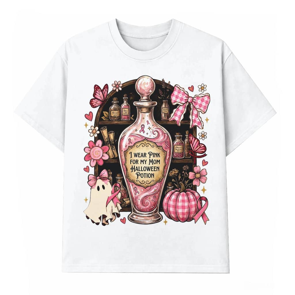 I Wear Pink For My Mom Breast Cancer Halloween T-shirt| Pink Halloween Gift for Her