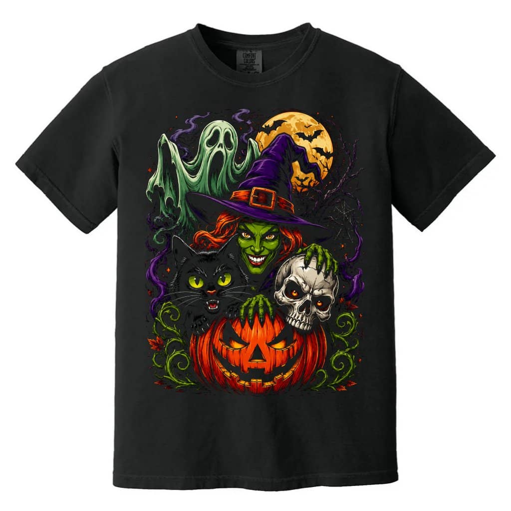 Comfort Colors Spooky Halloween Witch Shirt | Scary Halloween Characters Gift for Her
