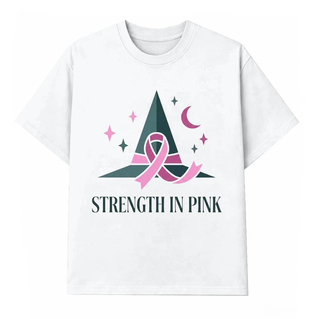 Strength In Pink Halloween Witch Hat Breast Cancer Awareness T-shirt| Pink Ribbon Gift for Her