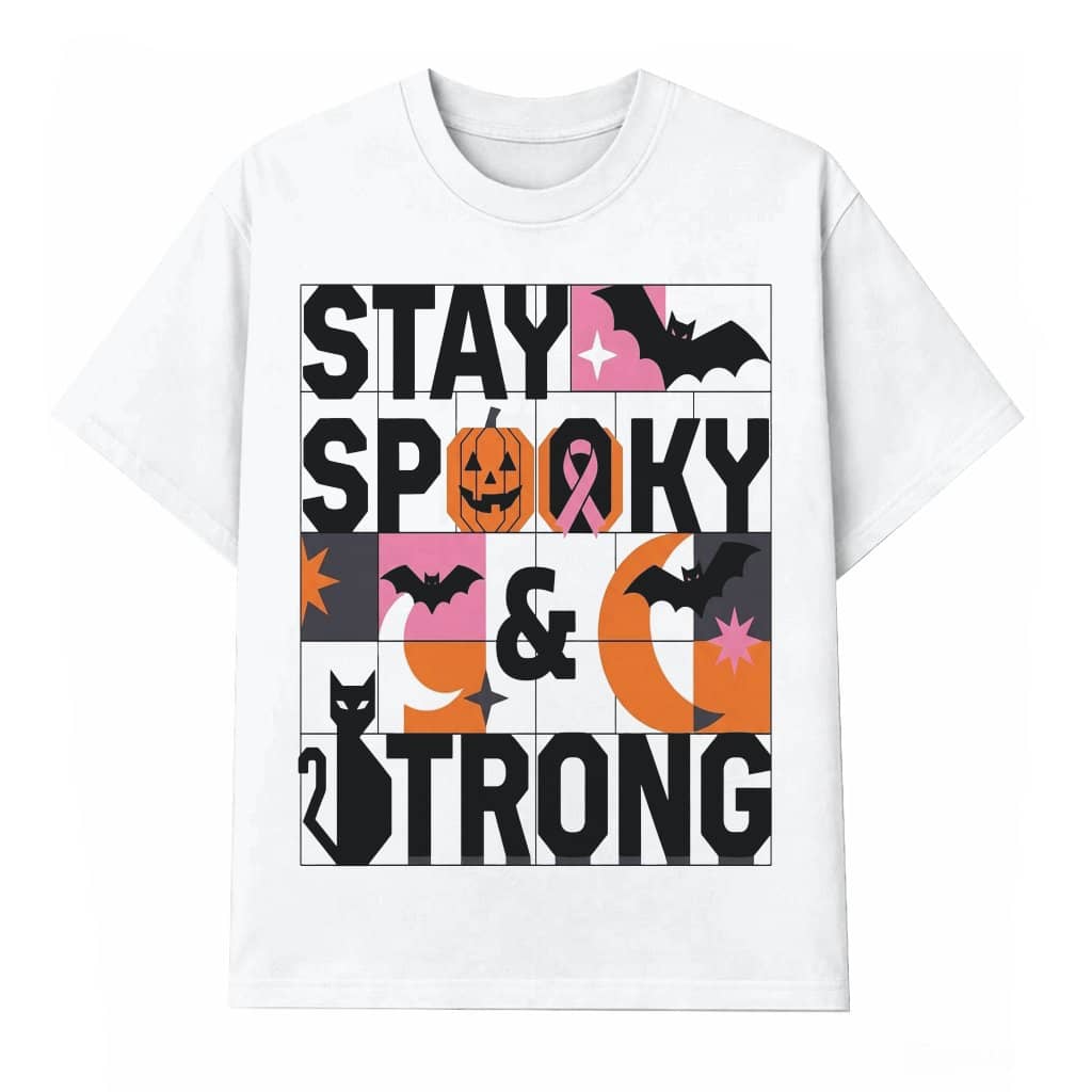 Stay Spooky Breast Cancer Awareness T-shirt | Pink Ribbon Strong Halloween Gift for Her
