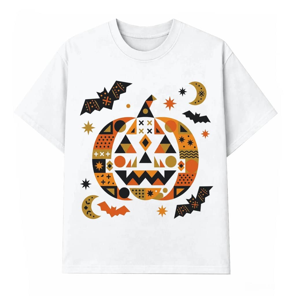 Geometric Pumpkin Halloween T-Shirt| Spooky Season Gift for Her