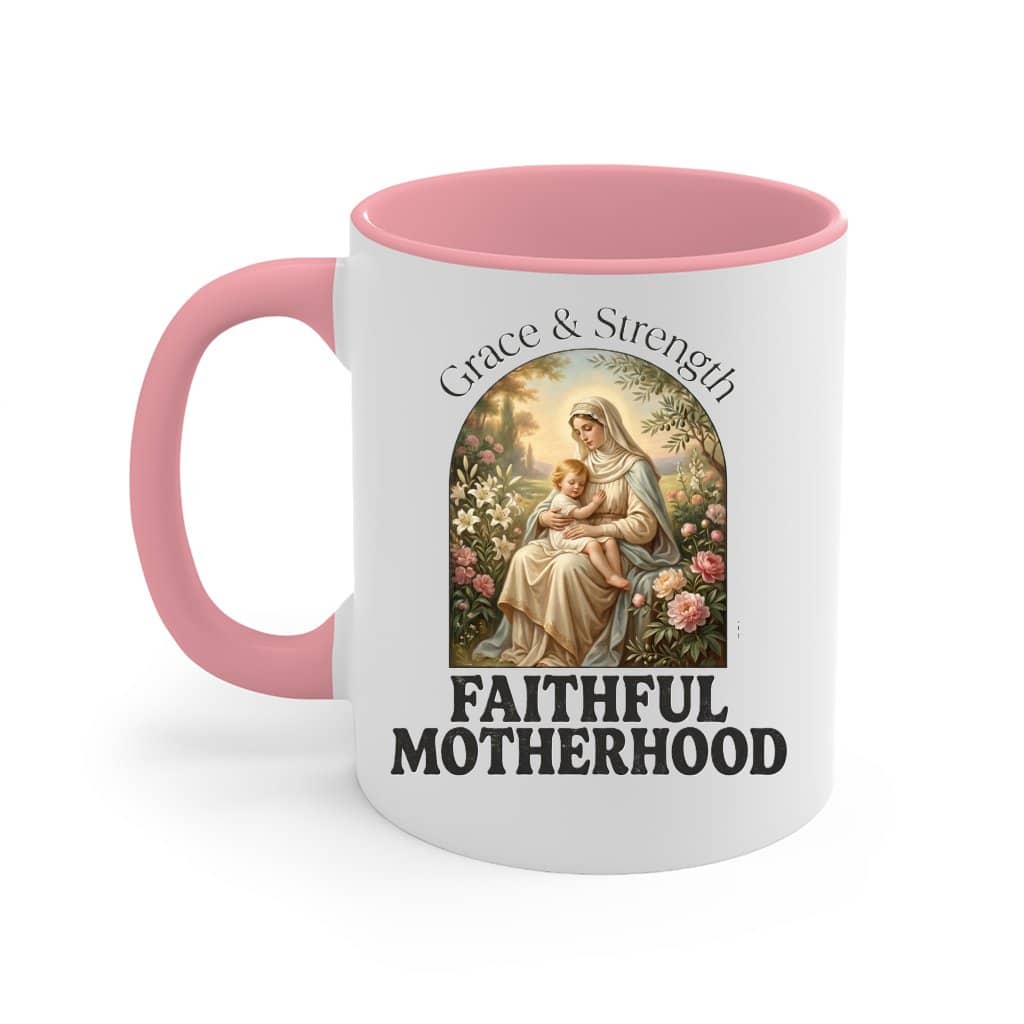 Virgin Mary and Child Accent Mug – Christian Mother's Day Gift for Mom Faithful Vintage Art
