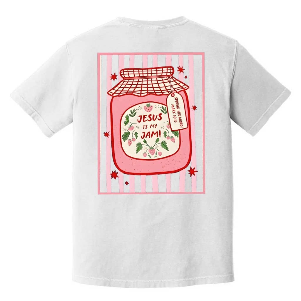 Comfort Colors Jesus Is My Jam Shirt - Premium Soft Pink Gingham Christian Tee