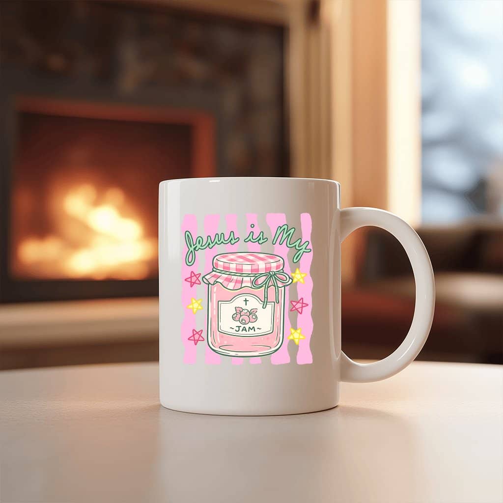 Jesus Is My Jam Ceramic Mug - 11oz Cute Pastel Berry Coffee Cup