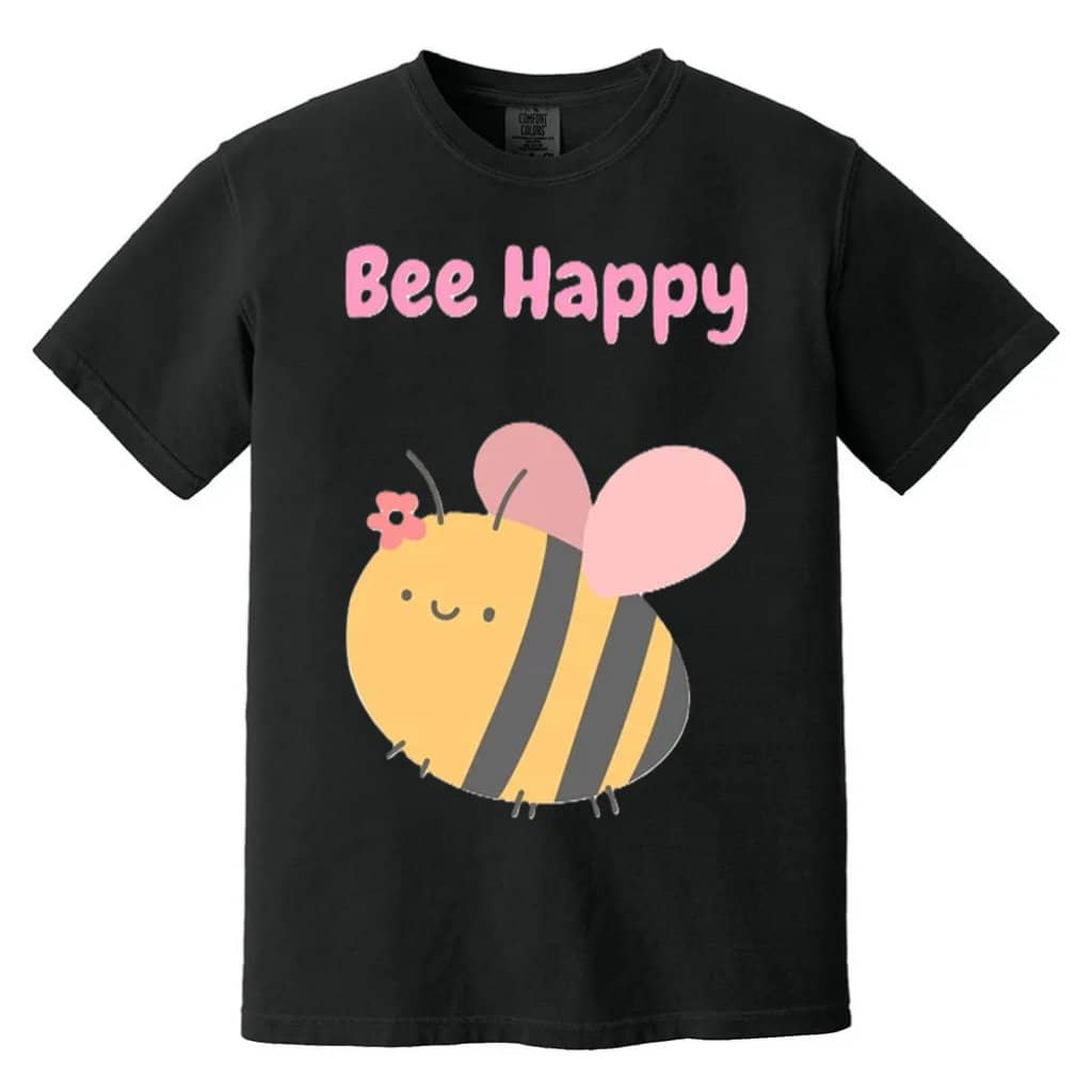 Comfort Colors Bee Happy Shirt - Premium Soft Cute Pastel Animal Tee